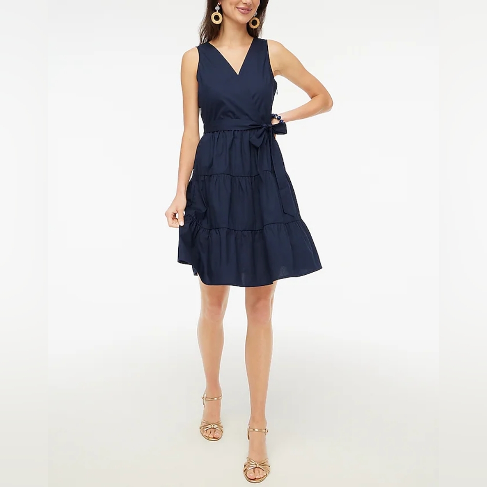 J. Crew Faux-wrap sleeveless mini dress Size 4 Small, Navy Blue